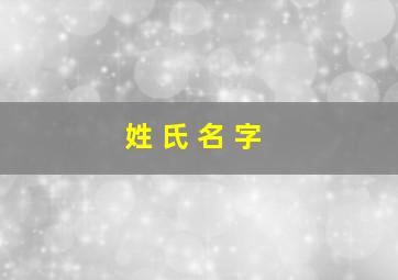 姓 氏 名 字